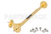 WR-12 Waveguide 10 dB Broadwall Coupler, UG-387/U Round Cover Flange, E-Plane Coupled Port, 60 GHz to 90 GHz, Brass Copper
