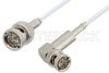 75 Ohm BNC Male to 75 Ohm BNC Male Right Angle Cable Using 75 Ohm RG187 Coax