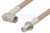 SMA Male Right Angle to SMA Female Bulkhead Cable Using RG400 Coax, LF Solder, RoHS