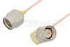 SMA Male to SMA Male Right Angle Cable Using PE-034SR Coax, RoHS