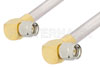 SMA Male Right Angle to SMA Male Right Angle Cable Using PE-SR401AL Coax , LF Solder
