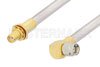 SMA Male Right Angle to SMA Female Bulkhead Cable Using PE-SR401AL Coax , LF Solder