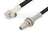 SMC Plug Right Angle to SMC Jack Bulkhead Cable Using PE-B100 Coax