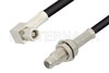 SMC Plug Right Angle to SMC Jack Bulkhead Cable Using PE-B100 Coax