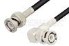 BNC Male to BNC Male Right Angle Cable Using RG223 Coax