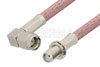 SMA Male Right Angle to SMA Female Bulkhead Cable Using RG142 Coax, RoHS