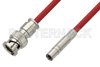 75 Ohm Mini SMB Plug to 75 Ohm BNC Male Cable Using 75 Ohm PE-B159-RD Red Coax