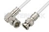 75 Ohm BNC Male to 75 Ohm BNC Male Right Angle Cable Using 75 Ohm PE-B159-WH White Coax