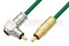 75 Ohm RCA Male to 75 Ohm RCA Male Right Angle Cable Using 75 Ohm PE-B159-GR Green Coax