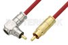 75 Ohm RCA Male to 75 Ohm RCA Male Right Angle Cable Using 75 Ohm PE-B159-RD Red Coax