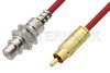 75 Ohm RCA Male to 75 Ohm RCA Female Bulkhead Cable Using 75 Ohm PE-B159-RD Red Coax