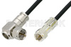 75 Ohm F Male to 75 Ohm F Male Right Angle Cable Using 75 Ohm PE-B159-BK Black Coax