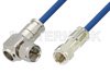 75 Ohm F Male to 75 Ohm F Male Right Angle Cable Using 75 Ohm PE-B159-BL Blue Coax