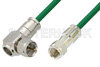 75 Ohm F Male to 75 Ohm F Male Right Angle Cable Using 75 Ohm PE-B159-GR Green Coax