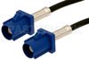 Blue FAKRA Plug to FAKRA Plug Cable Using PE-C100-LSZH Coax