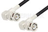 BNC Male Right Angle to BNC Male Right Angle Cable Using 75 Ohm RG59 Coax, RoHS