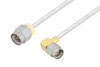 SMA Male to SMA Male Right Angle Cable Using PE-SR405FL Coax , LF Solder in 150CM