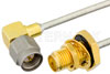 SMA Male Right Angle to SMA Female Bulkhead Cable Using PE-SR405FL Coax