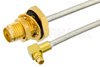 MMCX Plug Right Angle to SMA Female Bulkhead Cable Using PE-SR405FL Coax