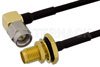 SMA Female Bulkhead to SMA Male Right Angle Cable Using PE-SR405FLJ Coax