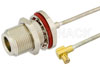 N Female Bulkhead to MCX Plug Right Angle Cable Using PE-SR405FL Coax