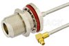 MMCX Plug Right Angle to N Female Bulkhead Cable Using PE-SR405FL Coax