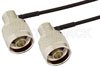 N Male Right Angle to N Male Right Angle Semi-Flexible Precision Cable Using PE-SR405FLJ Coax, LF Solder, RoHS