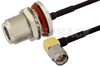 SMA Male Right Angle to N Female Bulkhead Cable Using PE-SR405FLJ Coax