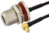 N Female Bulkhead to MCX Plug Right Angle Semi-Flexible Precision Cable Using PE-SR405FLJ Coax, RoHS