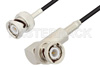 BNC Male to BNC Male Right Angle Cable Using RG174 Coax