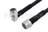 N Male to N Male Right Angle Cable Using LMR-400-UF Coax with HeatShrink