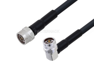 N Male to N Male Right Angle Cable Using LMR-400-UF Coax