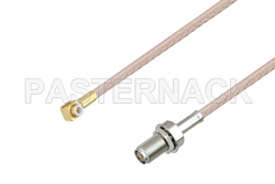 Snap-On MMBX Plug Right Angle to Reverse Polarity SMA Female Bulkhead Cable Using RG316-DS Coax