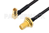 SMA Female Bulkhead to SSMC Plug Right Angle Cable Using PE-SR405FLJ Coax