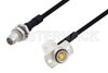 Slide-On BMA Plug Bulkhead to Slide-On BMA Jack Right Angle 2 Hole Flange Cable Using PE-SR405FLJ Coax