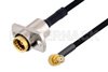 Slide-On BMA Jack 2 Hole Flange to SMP Female Right Angle Cable Using PE-SR405FLJ Coax