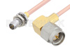 Slide-On BMA Plug Bulkhead to SMA Male Right Angle Cable Using RG405 Coax