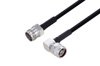 Outdoor Rated 4.3-10 Female to N Male Right Angle Low PIM Cable Using SPO-250 Coax Using Times Microwave Parts