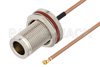 N Female Bulkhead to UMCX 2.5 Plug Cable Using RG178-DS Coax, RoHS