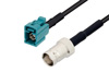 Water Blue FAKRA Jack to BNC Female Cable Using LMR-100 Coax with HeatShrink, LF Solder