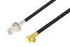 SMA Female Bulkhead to Push-On SMP Female Right Angle Low Loss Cable Using LMR-100 Coax with 90 Deg. Clock in 50CM