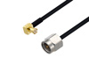 MCX Plug Right Angle to SMA Male Cable Using PE-SR405FLJ Coax