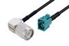 Fire Rated TNC Male Right Angle to Water Blue FAKRA Jack Low Loss Cable Using LMR-100-FR Coax with HeatShrink in 150CM