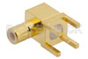 SMB Jack Right Angle Connector Solder Attachment Thru Hole PCB, .200 inch x .067 inch Hole Spacing