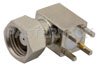 75 Ohm SMC Plug Right Angle Connector Solder Attachment Thru Hole PCB, .200 inch x .067 inch Hole Spacing