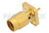 SSMA Male Connector Solder Attachment 4 Hole Flange Solder Cup Terminal, .232 inch Hole Spacing