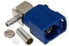 FAKRA Jack Right Angle Connector Crimp/Solder Attachment for RG174, RG316, RG188, .100 inch, PE-B100, PE-C100, LMR-100, Blue Color