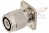 TNC Male Connector Solder Attachment 4 Hole Flange Mount Pin Terminal, .531 inch Hole Spacing