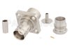BNC Female Connector Clamp/Solder Attachment 4 Hole Flange Mount for RG316-DS, RG188-DS, IP67 Rated