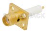 SMA Female Connector Solder Attachment 4 Hole Flange Pin Terminal, .375 inch x .500 inch Hole Spacing